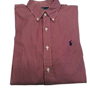 Polo Ralph Lauren Men’s Button Down Shirt Red & White Striped Sz L NWT